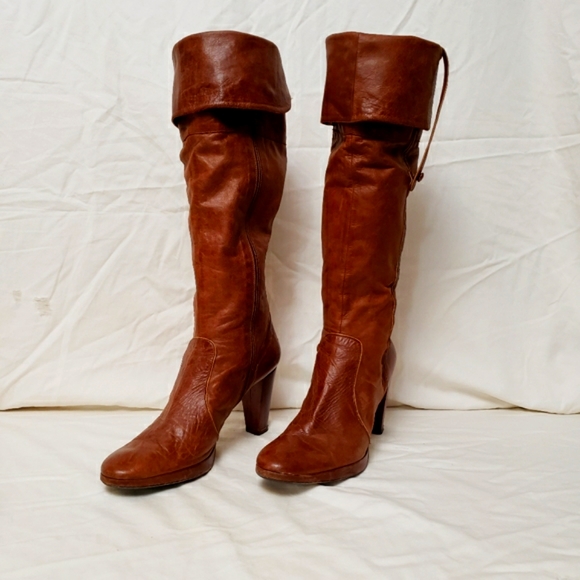 Shelli's London Tall Carmel Women's Over the Knee Leather Boots Inside Zip 41 - Picture 3 of 10